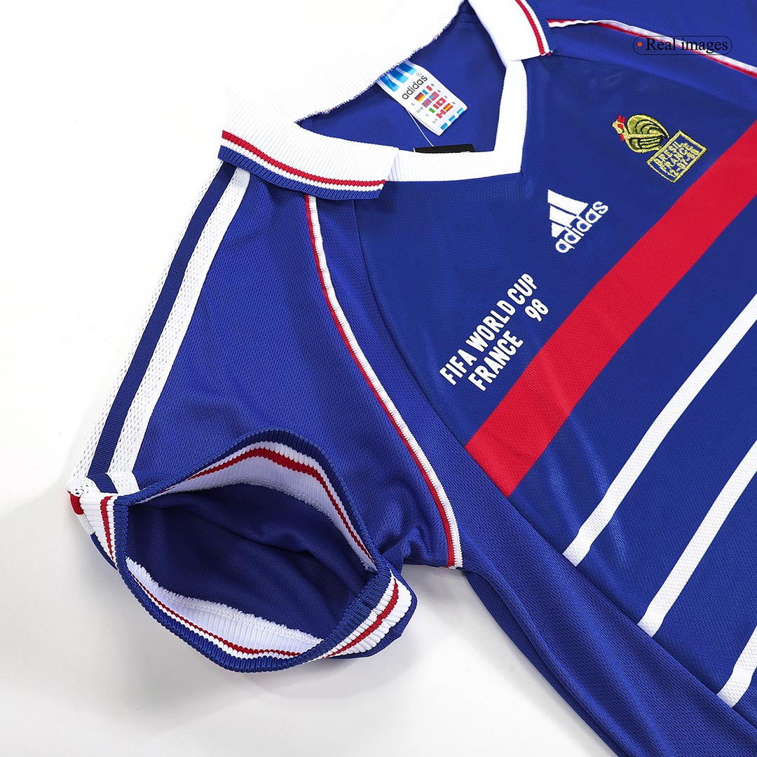 Retro ZIDANE #10 1998 Mens France World Cup Home Jersey